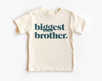 Biggest Brother Heart Toddler Shirt - Oldest Bro Kid's Clothing - Pregnancy Reveal Outfit - Boho Natural Toddler & Youth Tee