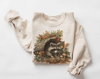 Retro 90's Raccoon Hiding In Log Vintage Wildlife Unisex Sweatshirt