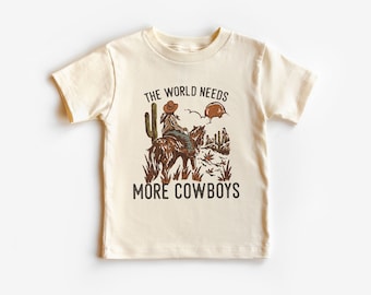 Boys Cowboy Toddler Shirt, Vintage Retro Cowboy Horse Shirt For Boys, Western Natural Toddler Youth Tee