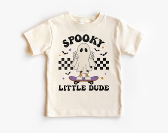 Maglietta Spooky Little Dude per ragazzi - Vestito da fantasma retrò per Halloween - Maglietta naturale per bambini, ragazzi e bambini