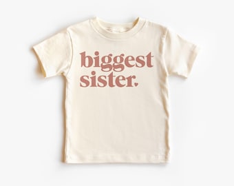 Największa siostra Serce Koszulka Malucha - Najstarsza siostra Ciąża Ubrania - Urocze Dziewczynki Dopasowany Strój - Boho Natural Toddler & Youth Tee