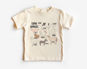 Bauernhof Tiere Kleinkind Shirt - Lerntiere Litlle Kinder T-Shirt - Boho Natur Kinder & Jugend Shirts