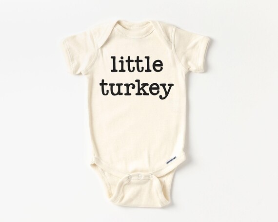 Little Turkey Thanksgiving Baby Onesie® - Cute Minimalist Fall Autumn Pregnancy Announcement Bodysuit - Coming Soon Natural Onesie®