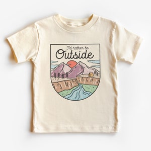 I'd Rather Be Outside Toddler Shirt, Retro Tent Camping Kids Clothing, Adventure Hiking, Natural Toddler Youth Tee