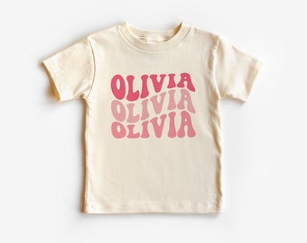 Groovy Custom Girls Name Toddler Shirt - Personalized Kids Names Clothing - Natural Toddler & Youth Tee