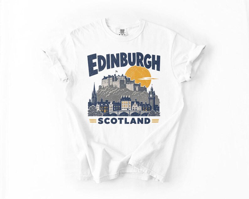 Maglietta Comfort Colors Edimburgo Scozia - Maglietta grafica retrò con tema viaggio in Scozia immagine 7