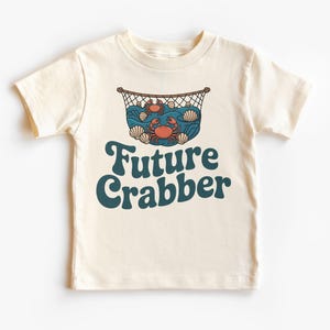 Future Crabber Kids Shirt - Cute Ocean Crab Graphic Tee - Nautical Toddler Beach Day Outfit - Fun Summer Fishing Crabbing Gift Idea