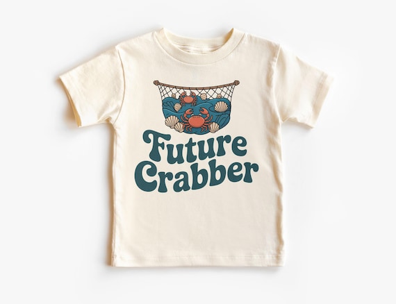 Future Crabber Kids Shirt - Cute Ocean Crab Graphic Tee - Nautical Toddler Beach Day Outfit - Fun Summer Fishing Crabbing Gift Idea