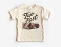 Two Fast Toddler Birthday Shirt - Boys 2nd Birthday Retro Race Car Themed Outfit - Boho Natural Kids & Youth Shirts