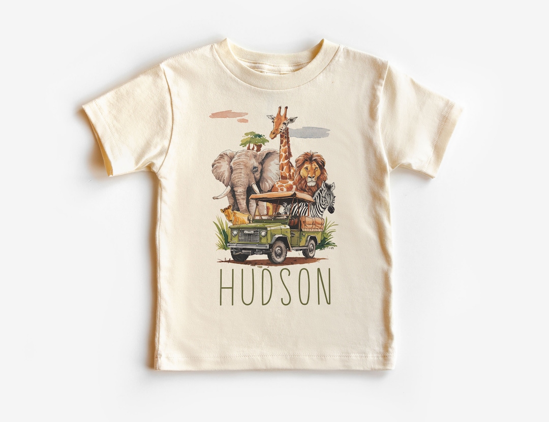 Personalized African Safari Animals Bush Vehicle Toddler Shirt