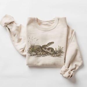Retro 90-tals Timber Rattlesnake Venomous Snake Field Guide Unisex Crewneck-tröja för vuxna