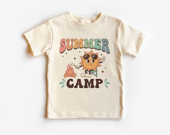 Sommer Camp Kleinkind Shirt - Sonne mit Sonnenbrille und Lagerfeuer Outfit - Kinder Camping Shirt - Boho Natural Kinder & Jugend Shirts