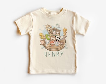 Maglietta personalizzata per bambini dell'Arca di Noè - Maglietta personalizzata con nome per bambini con personaggio biblico - Abbigliamento per bambini per bambini