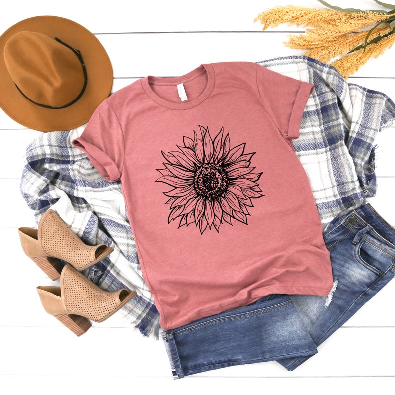 Spring Sunflower Clothing Hand Drawn Sunflower Botany | Etsy