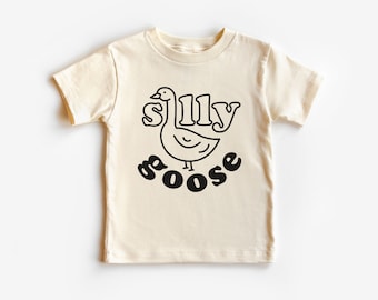 Chemise pour tout-petits Silly Goose - haut drôle avec des animaux de la ferme pour garçons et filles - t-shirt naturel bohème pour tout-petits et jeunes