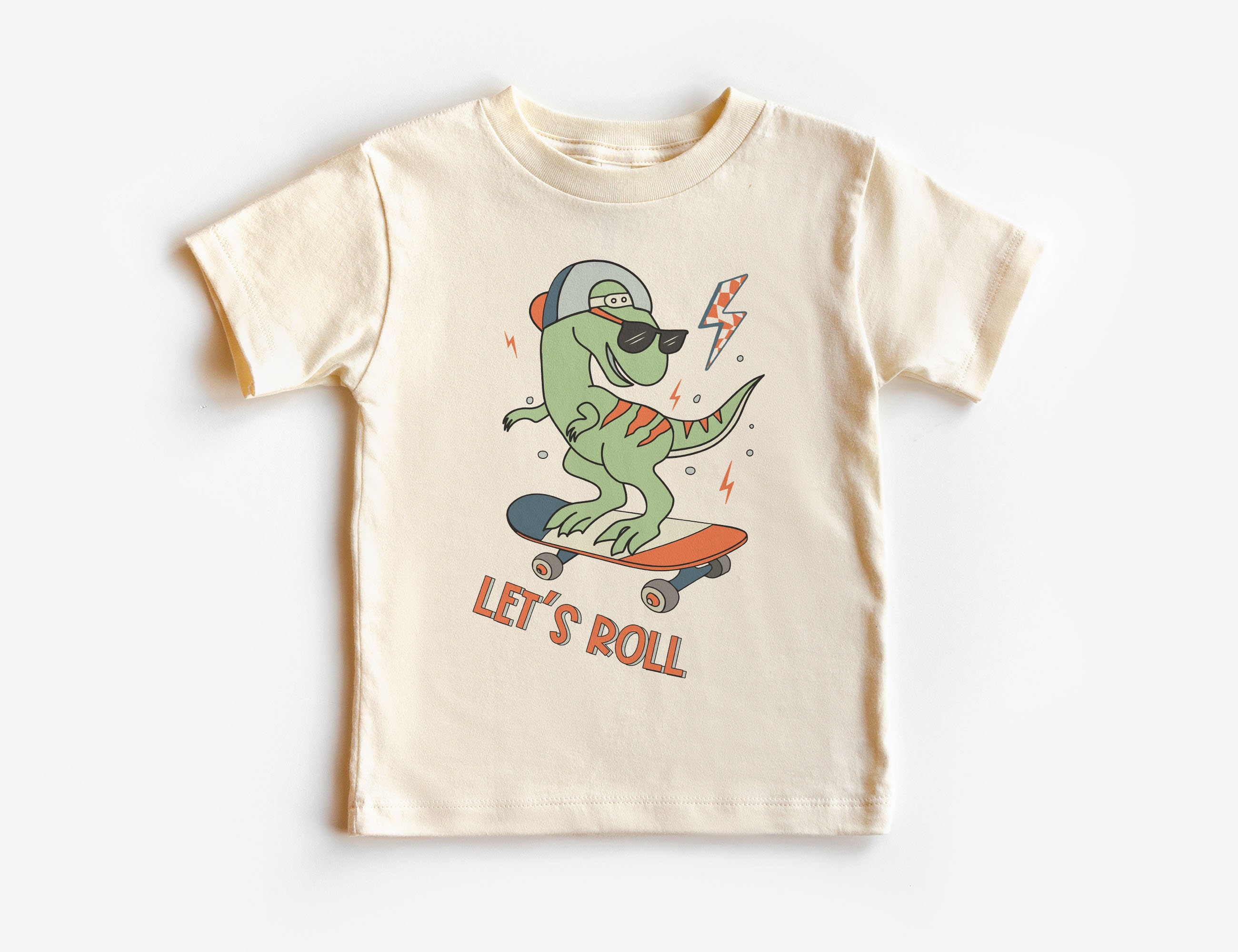 Let's Roll Skater Dino Toddler Shirt - Totally Rad Dinosaur