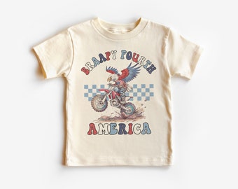 Braapy Fourth America Dirt Bike Toddler Shirt - Patriotic Bald Eagle 4th Of July Children's Tee - Boy Toddler Youth Kids Boho Clothing
