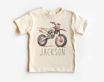 Maglietta personalizzata per bambini Dirt Bike - Maglietta con nome per bambini moto personalizzata - Abbigliamento Boho per bambini per ragazzi