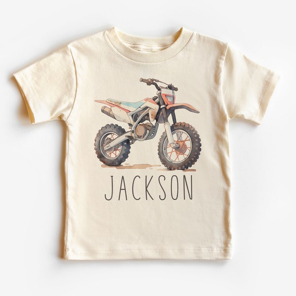 Personalized Dirt Bike Toddler Shirt - Custom Motorcycle Kids Name Tee - Boy Toddler Youth Kids Boho Clothing