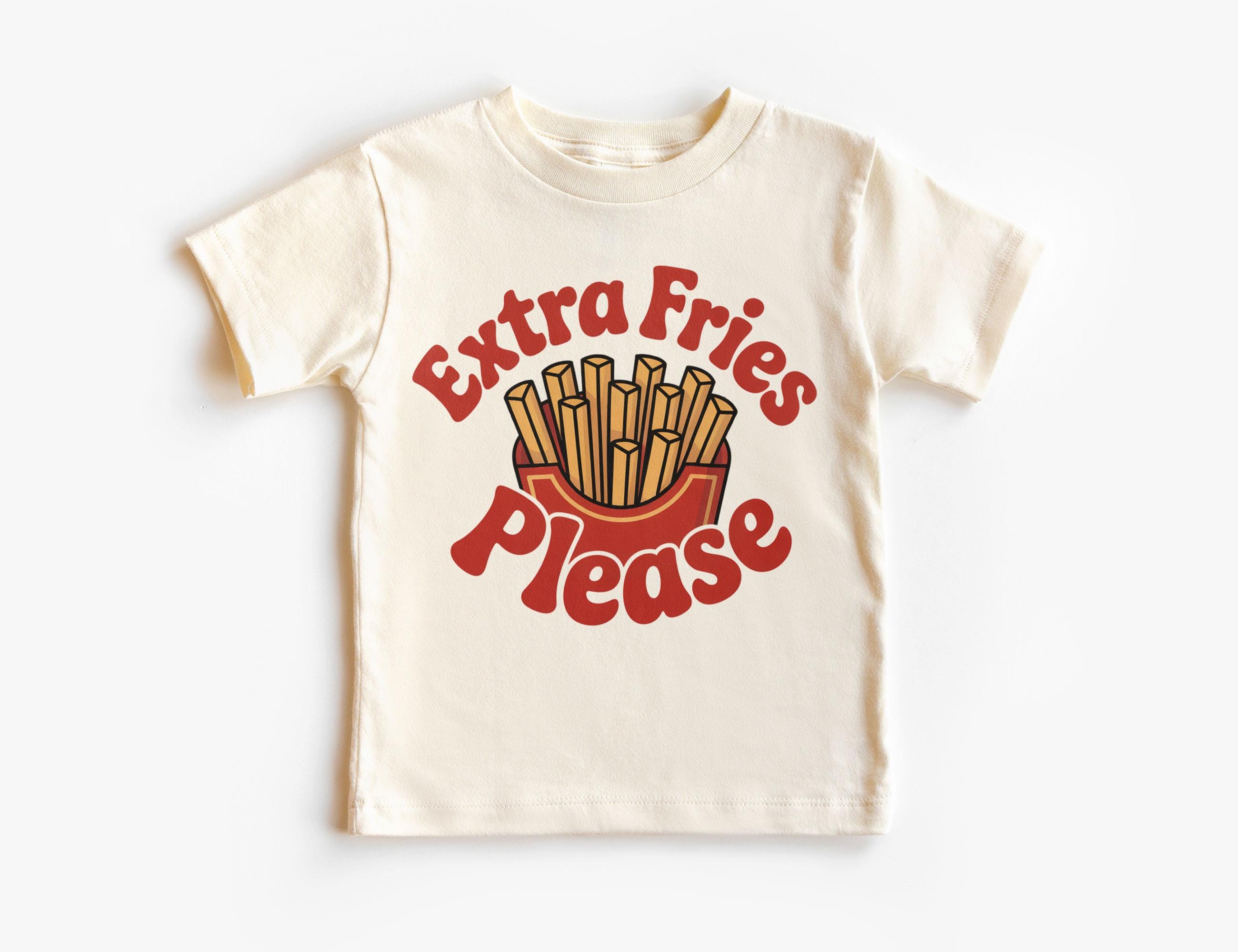 Extra Fries Please キッズシャツ - 面白いフライドポテトTシャツ 