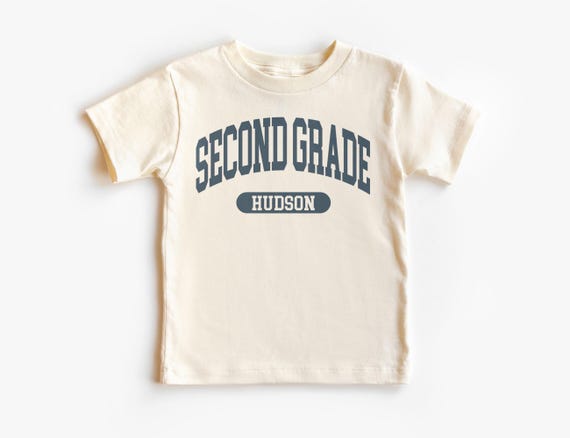 Personalized Second Grade Varsity Kids Shirt - Custom Name 2nd Grade Crew Shirt - First Day Of School - Boho Natural Kids Youth & Adult Tees