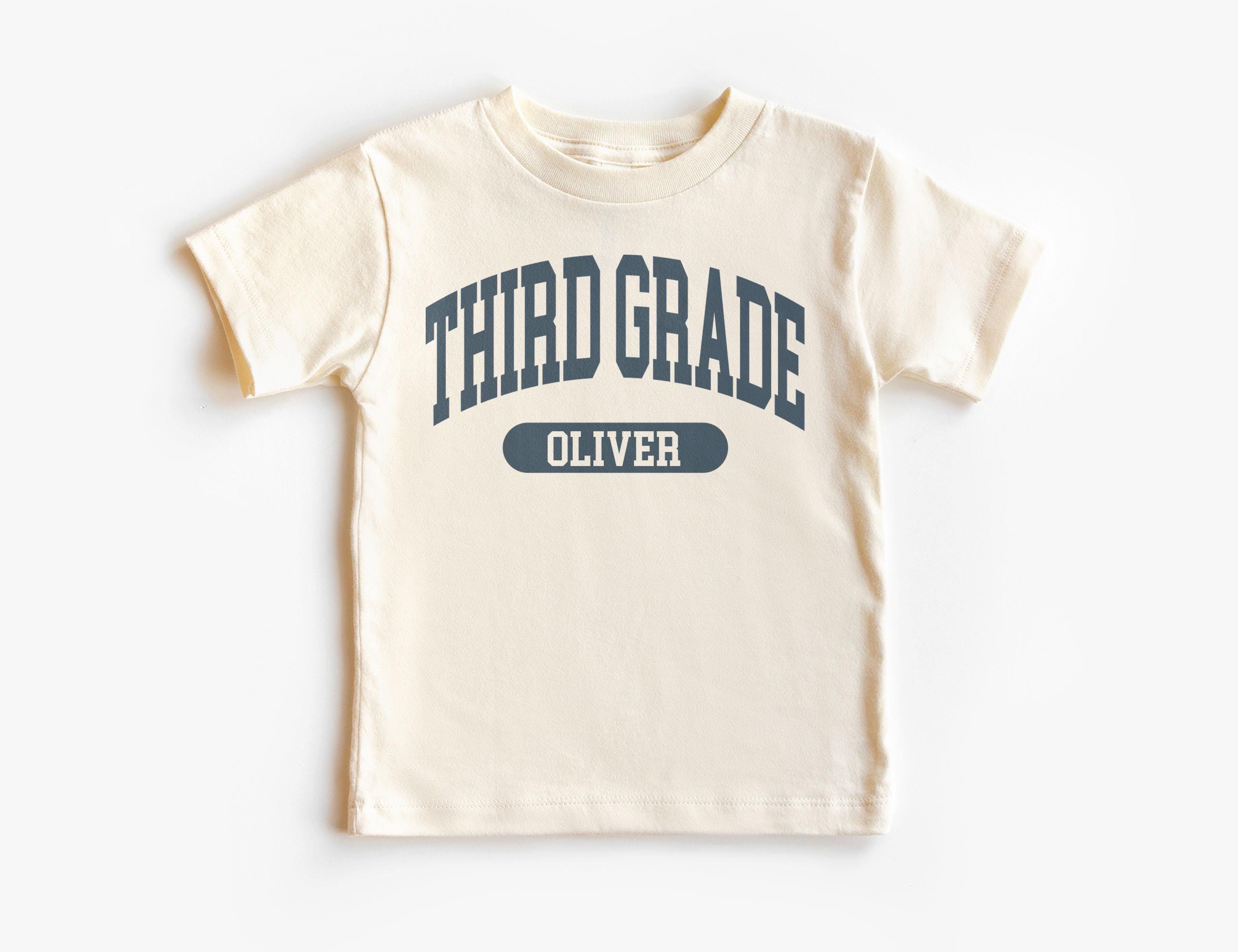 Personalized Third Grade Varsity Kids Shirt - Custom Name 3rd Grade Crew Shirt - First Day Of School - Boho Natural Kids Youth & Adult Tees