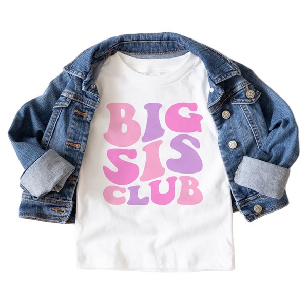 Big Sis Club Toddler Shirt - Retro Groovy Welcome To The Big Sister Club - Pregnancy Reveal - Boho Natural Toddler & Youth Tee