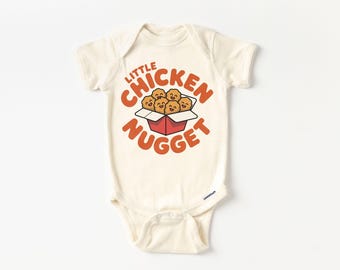 Retro Little Chicken Nugget Baby Onesie® - Cute Fast Food Take Out Themed Outfit Bodysuit New Arrival - Boho Nuggies Natural Onesie®