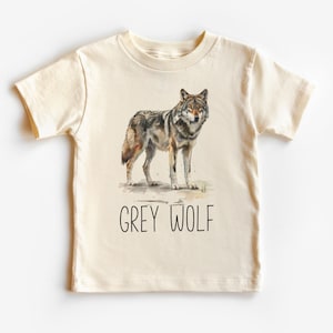 Grey Wolf Toddler Shirt - Cute Educational Wolf Species Kid&#39;s Clothing - Natural Boho Toddler & Youth Tee
