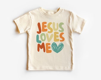 Jesus Loves Me Toddler Shirt - Christian Kids Clothing - Boho Natural Toddler & Youth Tee
