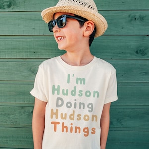 T-shirt personnalisé avec prénom amusant pour enfants - T-shirt personnalisé amusant comment s'expliquer - Premier jour d'école - T-shirts Boho Natural Kids jeunes et adultes