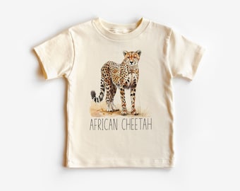 Afrikanisches Geparden-Kleinkind-Shirt - niedliche lehrreiche Geparden-Spezies Kinderkleidung - natürliches Boho Kleinkind- & Jugend-T-Shirt