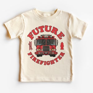 Future Firefighter Fire Engine Toddler Shirt - Fire Truck Ladder Kids Outfit - Fire Truck Driver - Natural Toddler Youth & Adult Tee