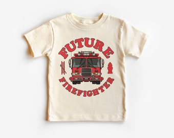 Future Firefighter Fire Engine Toddler Shirt - Fire Truck Ladder Kids Outfit - Fire Truck Driver - Natural Toddler Youth & Adult Tee