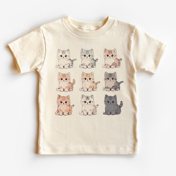 Cute Kittens In A Row Toddler Shirt - Baby Kitty Cat Lover - Kid Pet Owner Gift - Natural Boho Toddler & Youth Tee