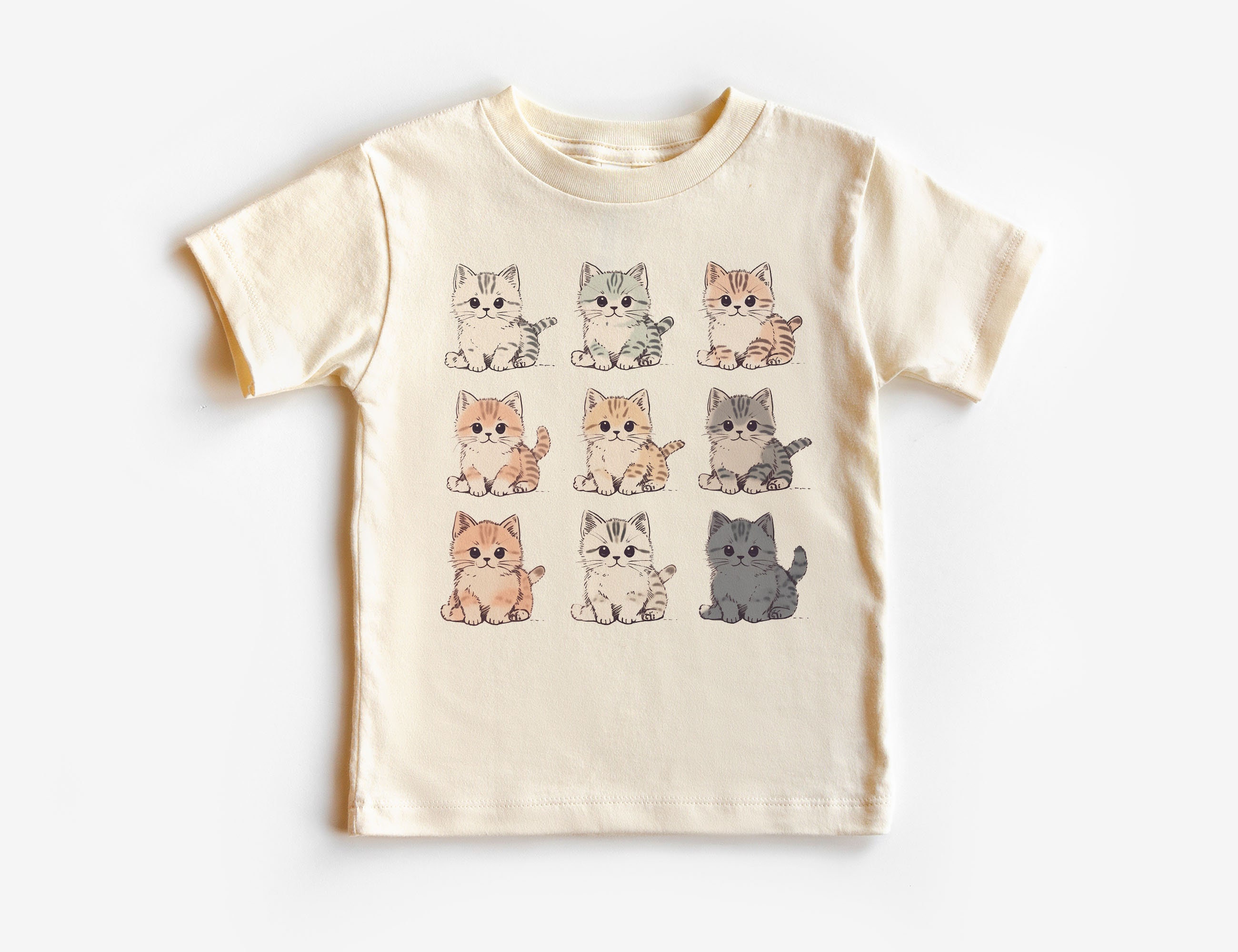 【in a row】[UNISEX] Cats Overfit T-shirt Generic Men's Cat Trio Graphic Tee with Short Sleeves