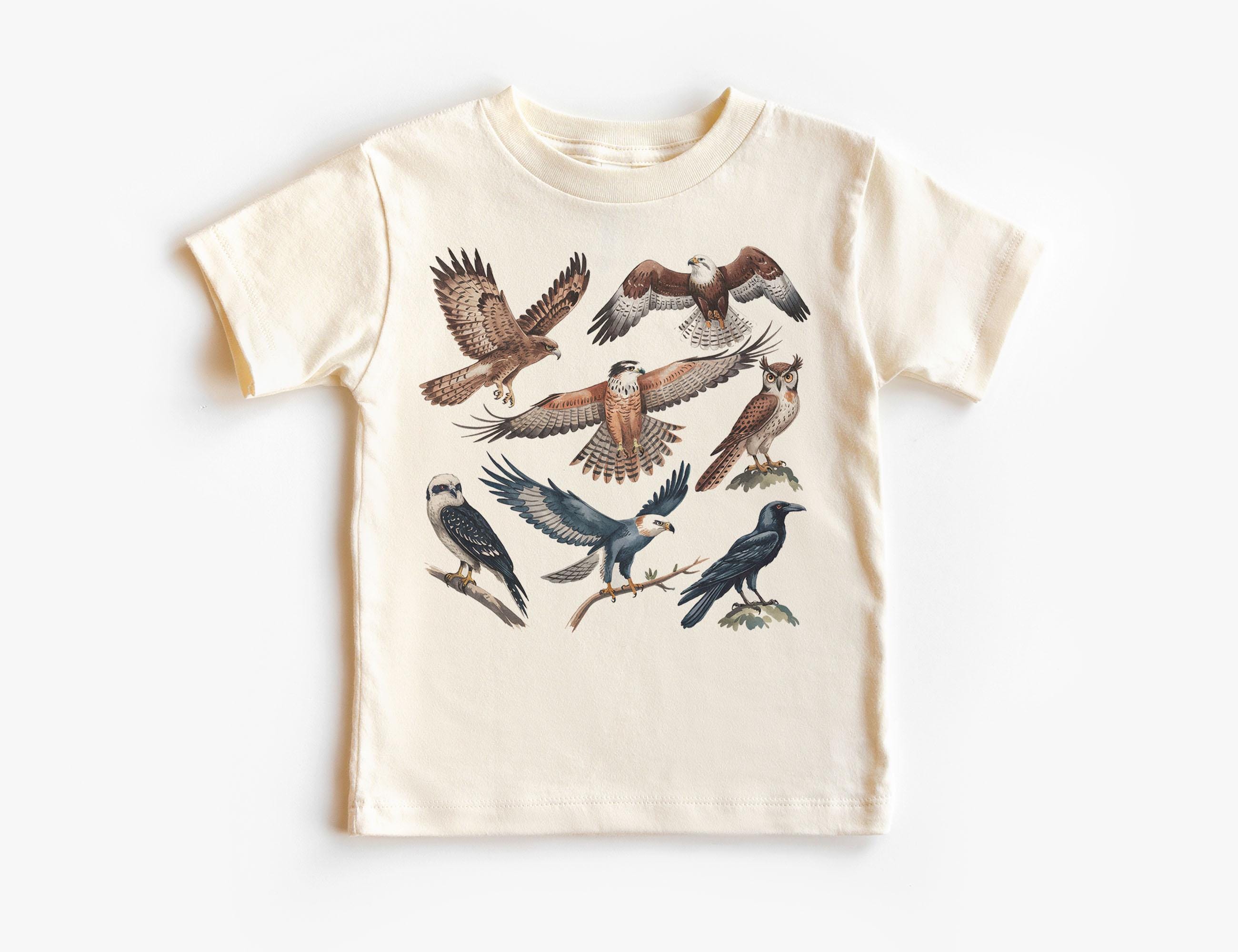 Retro Birds of Prey Field Guide Kids Shirt - 90s Hawk, Raven