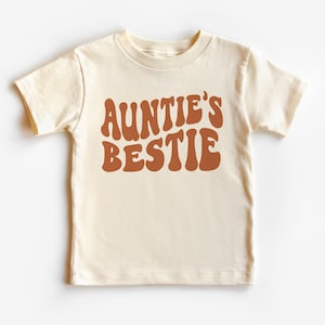 Koszulka Groovy Auntie's Bestie Toddler - Uroczy prezent dla siostrzenicy/siostrzeńca - Boho Natural Toddler & Youth Tee Natural Shirt