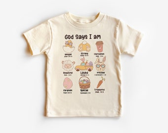 Dio dice che sono una camicia da bambino - Abbigliamento retrò cristiano per bambini - Camicie Boho Natural per bambini e ragazzi