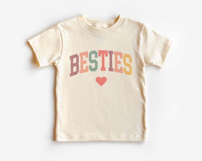 Besties Heart Toddler Shirt - Best Friend's BFF Outfit - Boho Natural Kids & Youth Shirts