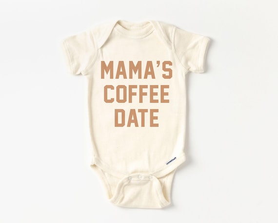Mamas Coffee Date Baby Onesie® - Caffeine Lover Gift Pregnancy Reveal Birth Announcement Bodysuit - Boho Natural Onesie®
