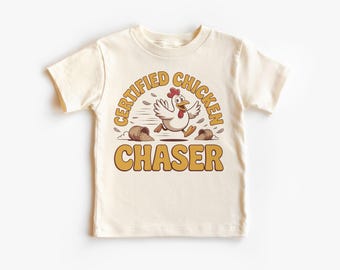 Certified Chicken Chaser Kids Shirt – Funny Farm T-Shirt for Chicken Lover – Backyard Poultry Toddler Tee – Cute Barnyard Animal Graphic Top