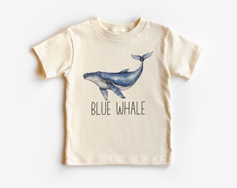 Maglietta per bambini Blue Whale - Abbigliamento educativo per bambini sulle specie di balene carine - Maglietta Boho naturale per bambini e ragazzi