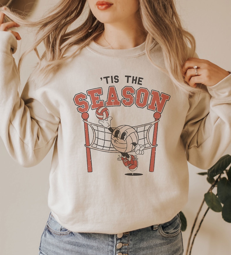 Retro Volleyball Sweatshirt Tis the Season Volleyball Game Etsy