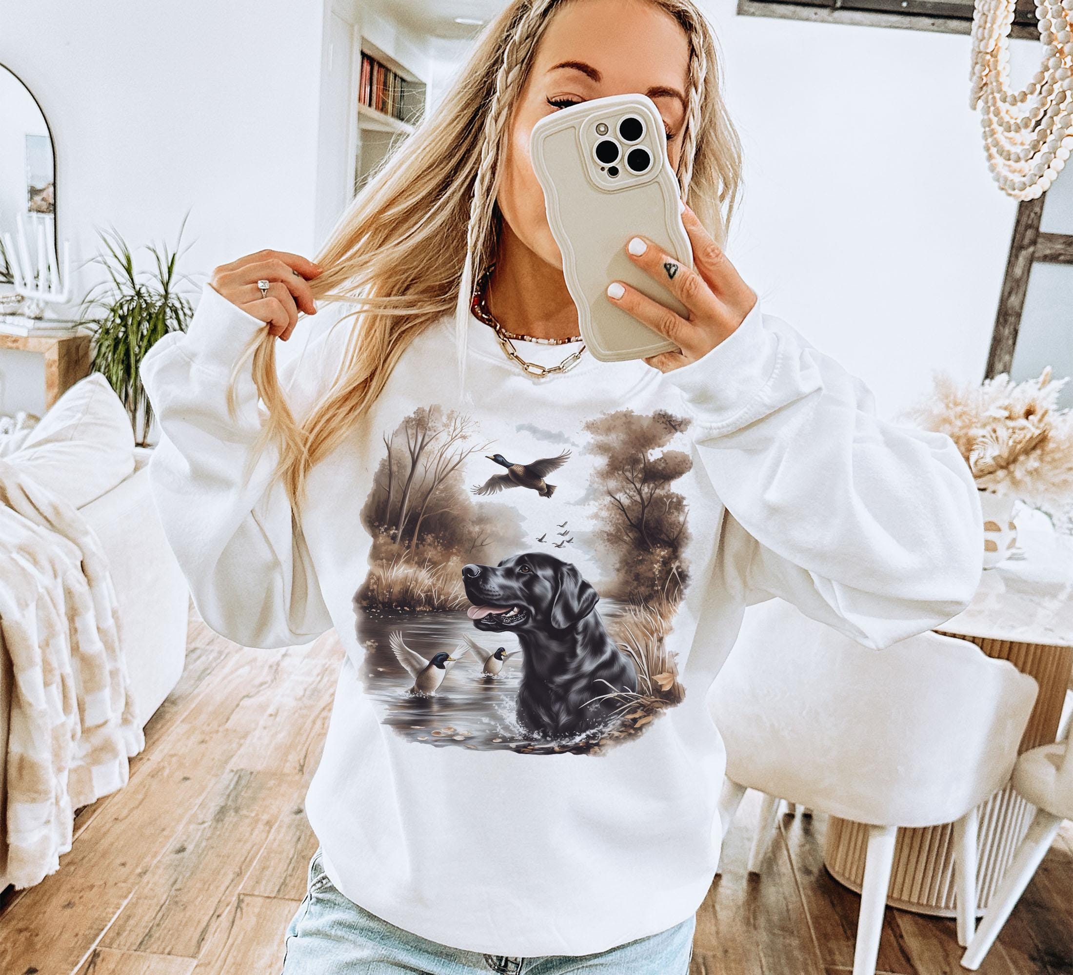 Retro Black Lab Mallard Ducks Sweatshirt - Nineties 90s Retro Black Lab Mallard Ducks Sweatshirt - Nineties 90s