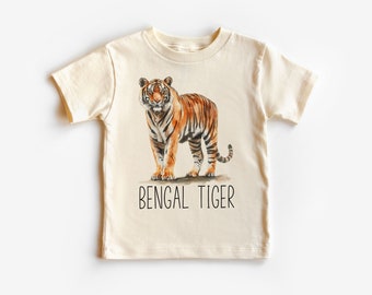 Chemise pour tout-petit tigre du Bengale - vêtements éducatifs mignons pour enfants espèces de tigres - grands félins - t-shirt bohème naturel pour tout-petits et jeunes