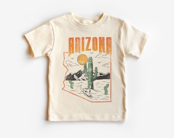 Camicia per bambini nel deserto dell'Arizona - Camicia occidentale carina per bambini - Maglietta Cactus - Maglietta Boho Natural per bambini e giovani