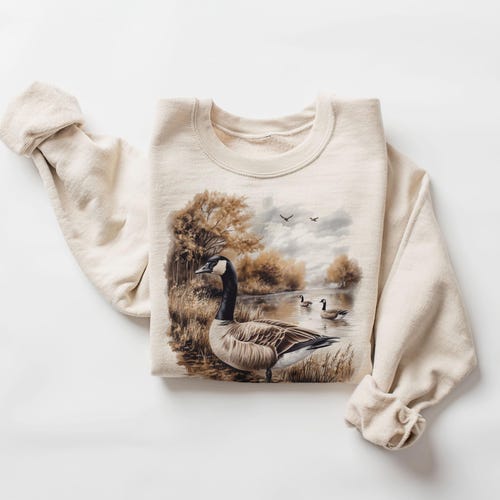 thumbnail image 2 of 90s Vintage Deer Sweatshirt - Winter Wilderness Scene Graphic Crewneck Pullover 2 of 9