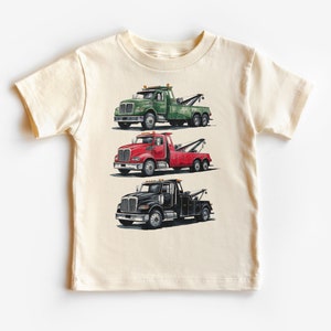 Heavy Wrecker Tow Trucks In A Row Toddler Shirt - Cool Towing Vehicles T-Shirt - Rescue Big Rigs - Natural Boho Adult, Toddler & Youth Tee