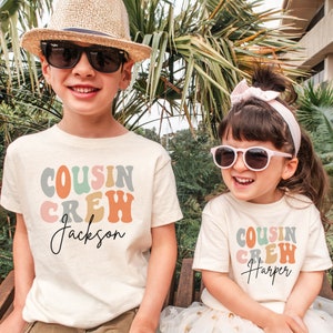 Personalized Groovy Cousin Crew Kids Shirt - Retro Custom Matching Cousins Shirts - Cousin Trip - Boho Natural Kids Youth & Adult Shirts